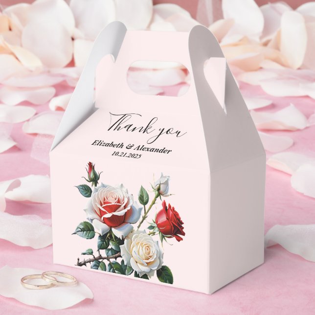 Pretty pink white red roses floral wedding geschenkschachtel (Hochzeit)