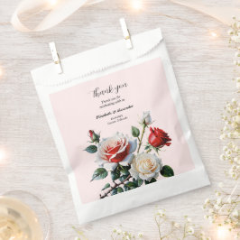 Pretty pink white red roses floral wedding geschenktütchen