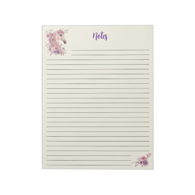 Pretty Ponies and Petals Horse Notepad  Notizblock (Rotiert)
