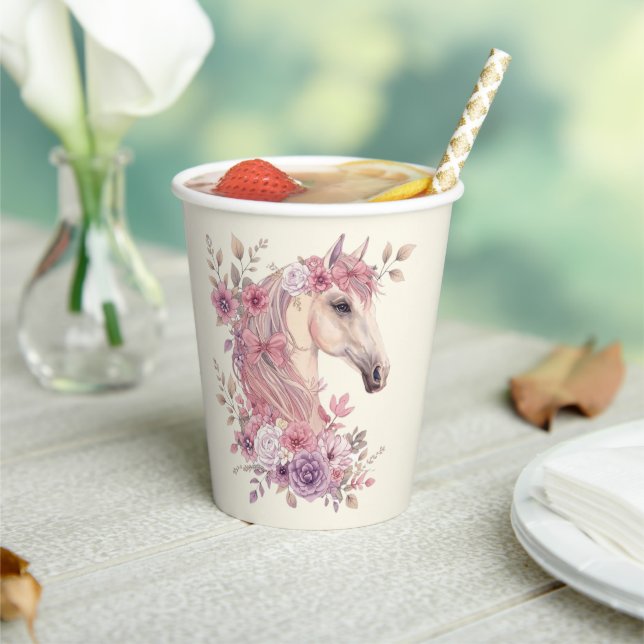 Pretty Ponies and Petals Horse Party Paper Cups Pappbecher (In Situ)
