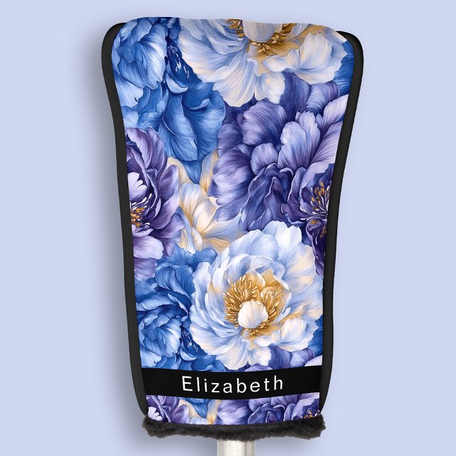 Pretty Pretty Blue Peony Personalized Golf Headcover (Von Creator hochgeladen)