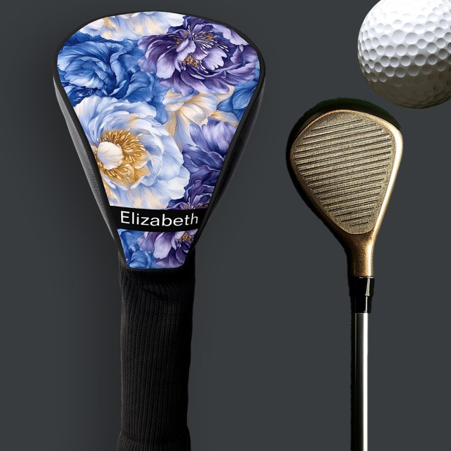 Pretty Pretty Blue Peony Personalized Golf Headcover (Von Creator hochgeladen)