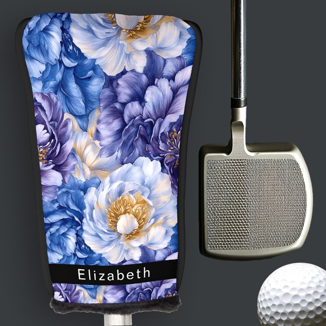 Pretty Pretty Blue Peony Personalized Golf Headcover (Von Creator hochgeladen)