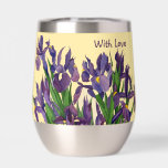 Pretty Purple Iris & Butter Yellow Watercolor<br><div class="desc">The bright purple Iris thermal tumbler with a "Love You" message is a wonderful options for someone you love this Christmas. Butter Yellow is a warm color combining perfectly with the purple iris. She will find it useful and remember you every time she uses it. By changing the message on...</div>