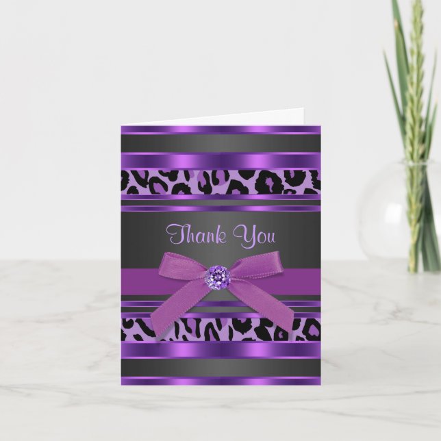 Pretty Purple Leopard Thank You Cards Dankeskarte (Vorderseite)