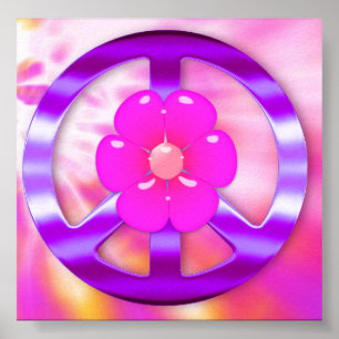 Pretty Purple Peace Sign Cravate Tiré Poster Impri