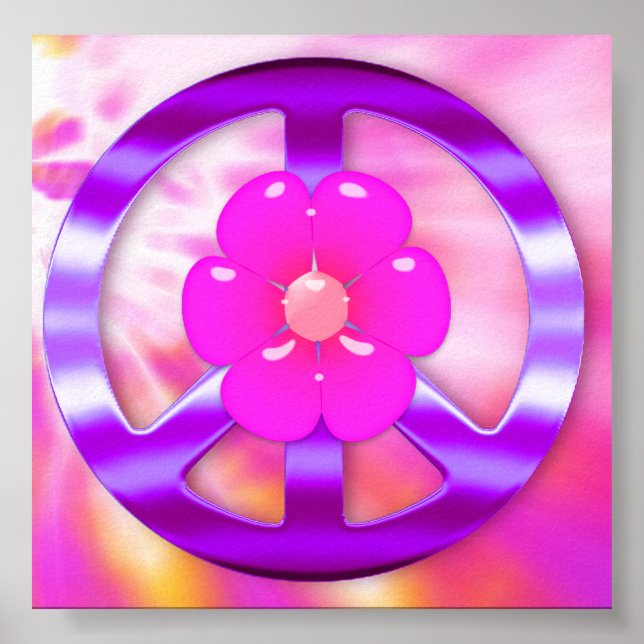Pretty Purple Peace Sign Cravate Tiré Poster Impri (Devant)
