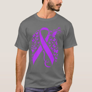 Pretty Purple Ribbon And Butterflies Overdose Awar T-Shirt