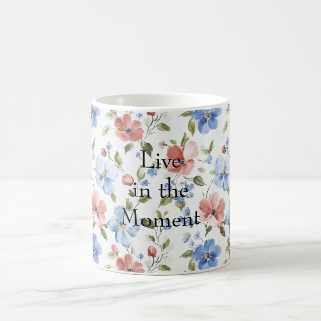 Pretty Red Blue Flowers Kaffeetasse (Mittel)