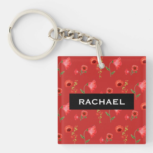 Pretty Red Poppies Pattern Personalised (Devant)