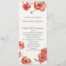 Pretty Red Poppies programmes de mariage floral