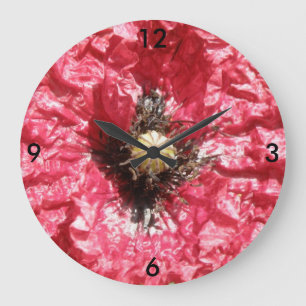 Pretty Red Poppy Flower Macro Wall Clock Große Wanduhr