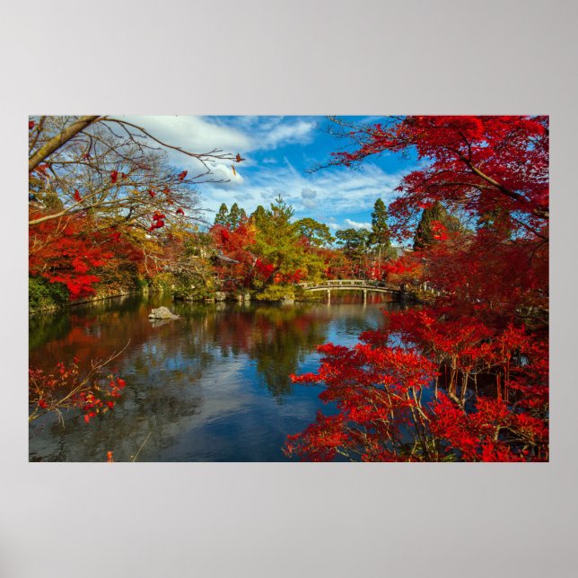 Pretty Red Trees Japanese Garden Photo Poster (Vorne)