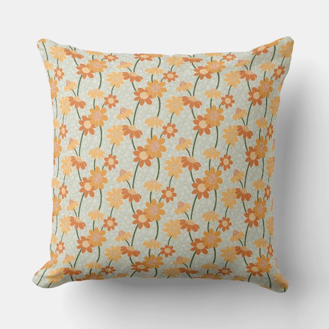 Pretty retro muted 1970s Flowers Kissen (Vorderseite)