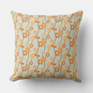 Pretty retro muted 1970s Flowers Kissen