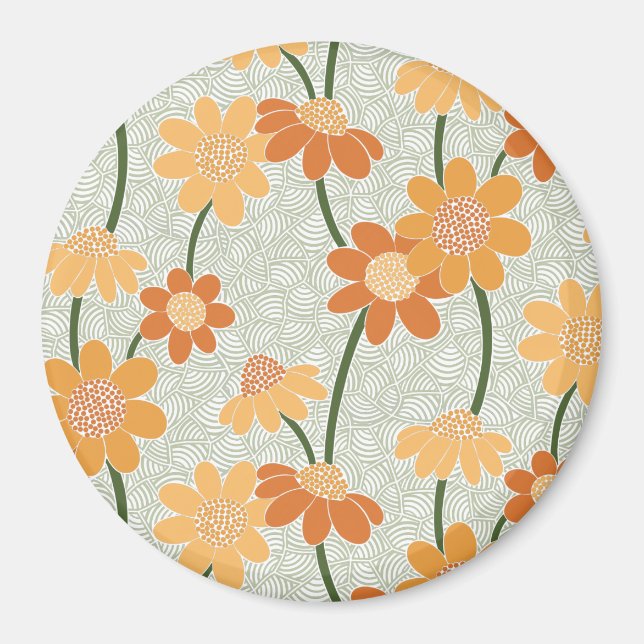 Pretty retro muted 1970s Flowers Magnet (Vorne)