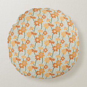 Pretty retro muted 1970s Flowers Rundes Kissen