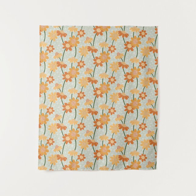 Pretty retro muted 1970s Flowers Wandteppich (Vorderseite)