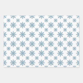 Pretty retro snowflake pattern blues watercolor geschenkpapier set