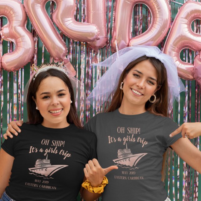 Pretty Rose Gold Cruise Ship Girl's Trip Group T-Shirt (Von Creator hochgeladen)