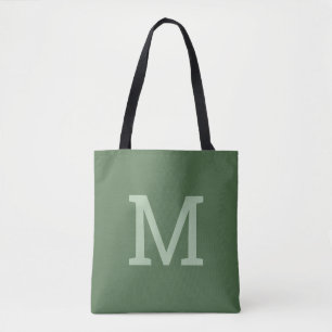 Pretty Sage Green Monogramme Sac fourre-tout initi