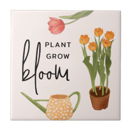 Pretty Script Plant Grow Bloom Tulip Fliese