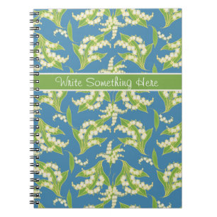 Pretty Spiral Notebook: Lilies of the Valley, Blue Notizblock