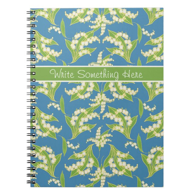 Pretty Spiral Notebook: Lilies of the Valley, Blue Notizblock (Vorderseite)