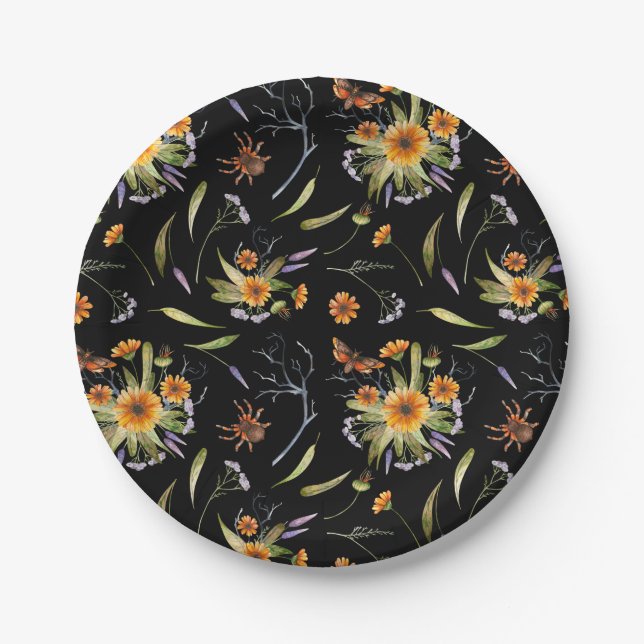 Pretty Spooky: Halloween Flowers, Spiders and Moth Pappteller (Vorderseite)