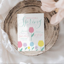 Pretty Spring Tulips Pastel Floral Birthday Party