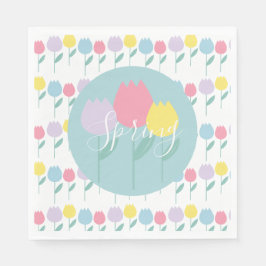 Pretty Spring Tulips Pastel Floral Birthday Party Serviette