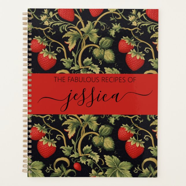 Pretty strawberries pattern script name Recipe Planer (Vorderseite)