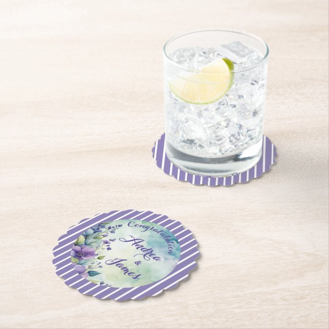 Pretty Stripped Lavender and Floral Untersetzer (Vor Ort)