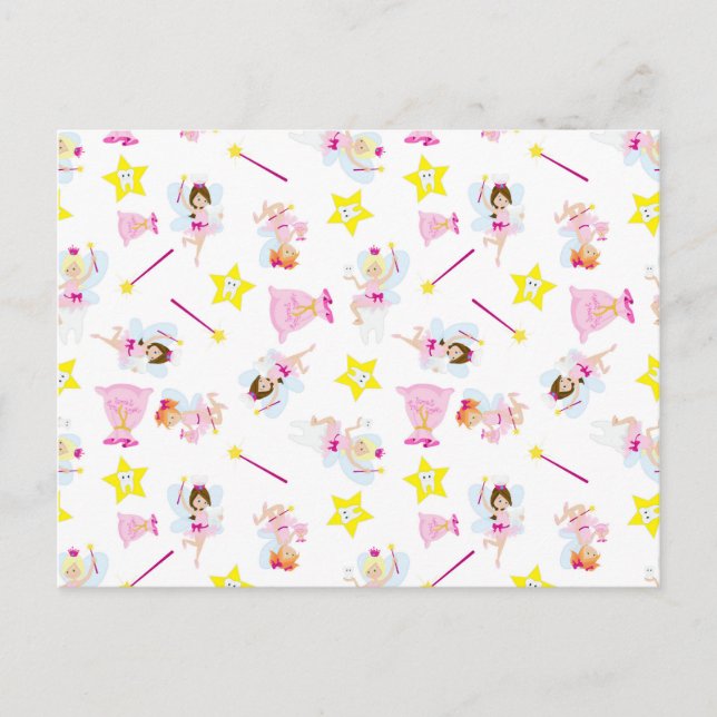 Pretty Tooth Fairy Magic Wand White Teeth Postkarte (Vorderseite)