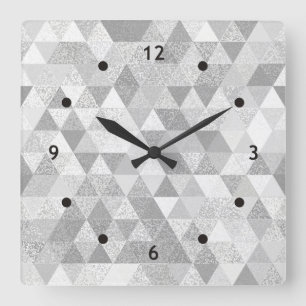 Pretty Triangle grunge pattern II + your ideas Quadratische Wanduhr
