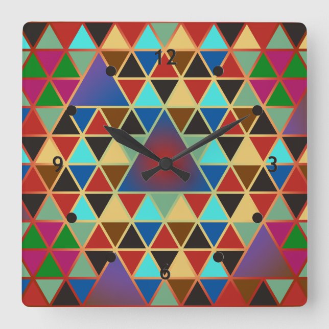 Pretty Triangle pattern III + your ideas Quadratische Wanduhr (Vorderseite)