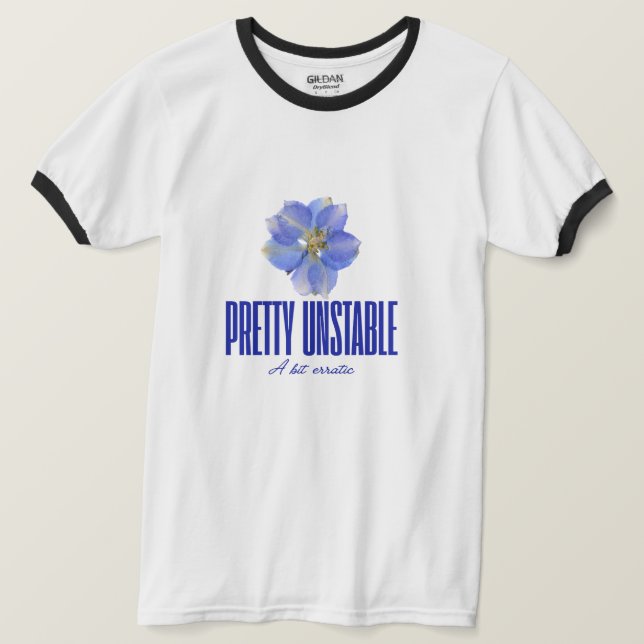 Pretty Unstable: Blue Floral Statement Tee (Design vorne)