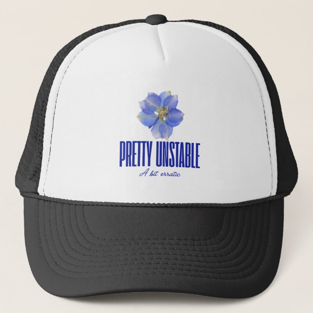 Pretty Unstable: Blue Floral Statement Tee Truckerkappe (Vorderseite)