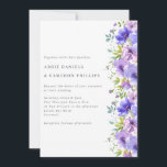 Pretty Violet Flowers Border Wedding Invitation Einladung<br><div class="desc">A beautiful wedding invitation featuring a side border of watercolor violet flowers and green leaves. Personalize with your details in dark grey.</div>