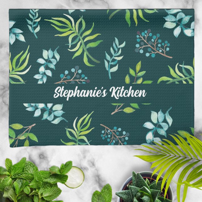 Pretty Watercolor Floral Garden Personalized Geschirrtuch (Von Creator hochgeladen)