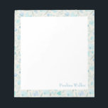 Pretty Watercolor Floral Pattern in Blue Notizblock<br><div class="desc">A pretty floral pattern of cute flowers painted with watercolors in shades of blue,  personalized with your name. Please Kontakt mit mir with any anfragen or requests.</div>