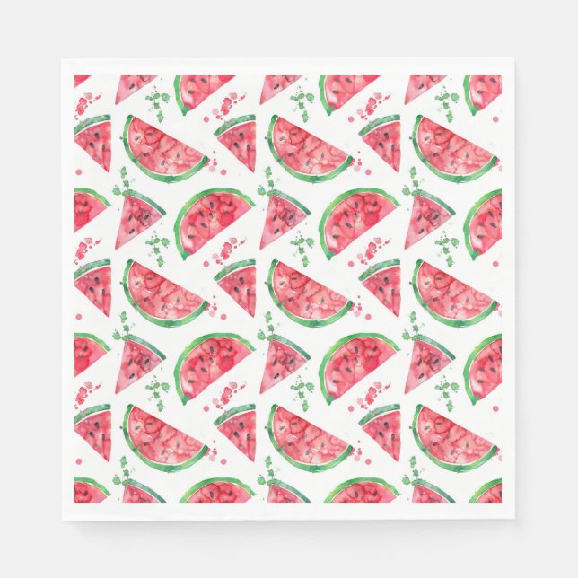 Pretty Watercolor Watermelon Serviette (Vorderseite)