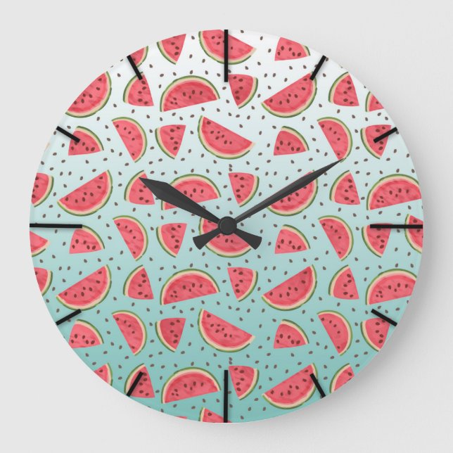 Pretty watermelon slices and seeds pattern große wanduhr (Vorderseite)