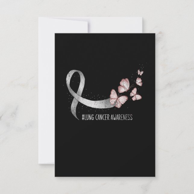 Pretty White Ribbon Support Lung Cancer Awareness. Dankeskarte (Vorderseite)