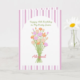 Pretty Wildflower Happy 18th Birthday for Sister Karte