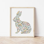 Pretty Wildflower Rabbit Spring Art Poster<br><div class="desc">This beautiful floral rabbit art print features original artwork by Orabella Prints - hand drawn wildflowers in the shape of a sweet bunny! Perfect for a little girl's nursery or bedroom decor or for Easter decor for your home. Main colors = Dusty Rose Pink, Dusty Blue, Golden Yellow, and various...</div>