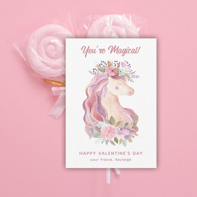 Pretty Wildflower Unicorn Classroom Valentine  Mitteilungskarte (Von Creator hochgeladen)