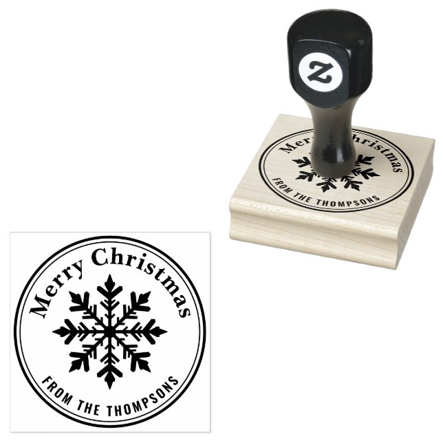 Pretty Winter Snowflake With Name Merry Christmas Gummistempel (Stempel)