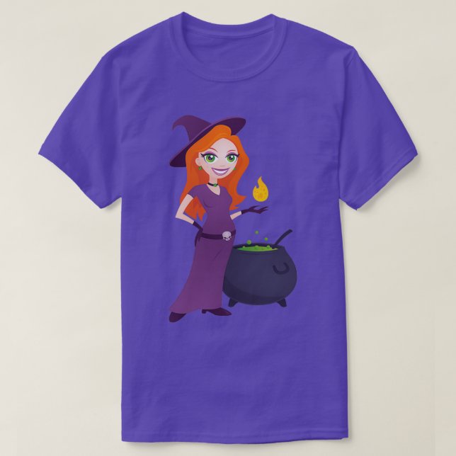 Pretty Witch with Cauldron T-Shirt (Design vorne)