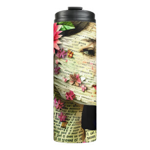 Pretty Woman Art Collage Thermosbecher
